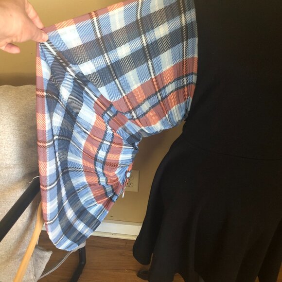 Opening Ceremony runway mini dress with pleated plaid statement barrel sleeves - Picture 7 of 9